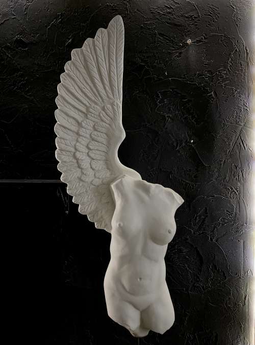 Angel Tors statue white front view 2 meters away