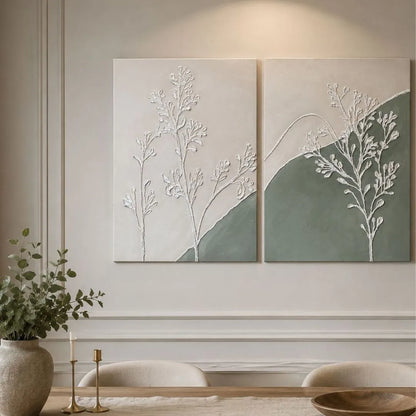El yapımı botanik kabartmalı texture wall art modern kanvas tablo