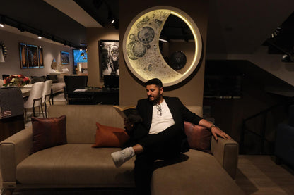 Işıklı Ay Tablo - LED Aydınlatmalı Lüks Duvar Dekorasyonu | 96cm Fiberglas Görsel 8 ürün fotoğrafı — Lamithra Art