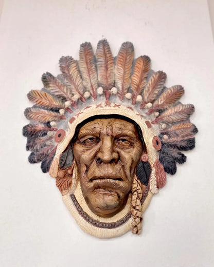 Native American Bust Wall Sculpture Görsel 2 ürün fotoğrafı — Lamithra Art