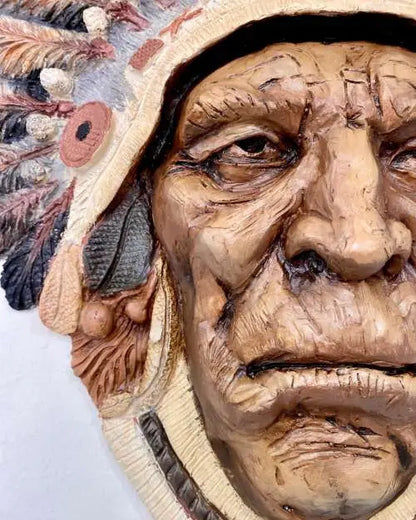 Native American Bust Wall Sculpture Görsel 3 ürün fotoğrafı — Lamithra Art