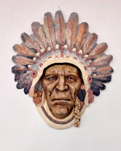Native American Bust Wall Sculpture Görsel 5 ürün fotoğrafı — Lamithra Art